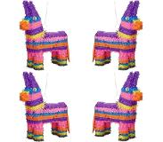 Relaxdays 4x pinata ezel - ophangen - voor kinderen - zelf vullen - verjaardag – regenboog
