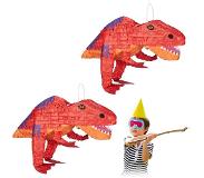 Relaxdays 2 x dino pinata - dinosaurus Piñata - T-Rex - verjaardagspinata - zelf vullen