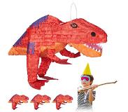 Relaxdays 4 x dino pinata - dinosaurus Piñata - T-Rex - verjaardagspinata - zelf vullen