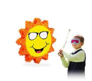 Relaxdays Pinata zon - piñata - lachende zon met zonnebril - geel / oranje - zelf vullen
