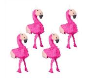 Relaxdays 4x pinata flamingo - ophangen - voor kinderen - zelf vullen - verjaardag – roze