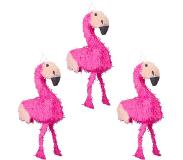 Relaxdays 3x pinata flamingo - ophangen - voor kinderen - zelf vullen - verjaardag – roze
