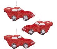 Relaxdays 3x pinata auto - raceauto pinata rood - ophangen - kinderen - zelf vullen – XXL