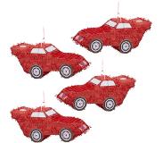 Relaxdays 4x pinata auto - raceauto pinata rood - ophangen - kinderen - zelf vullen - XXL