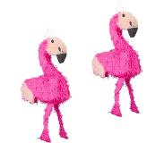 Relaxdays 2x pinata flamingo - ophangen - voor kinderen - zelf vullen - verjaardag – roze