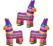 Relaxdays 3x pinata ezel - ophangen - voor kinderen - zelf vullen - verjaardag – regenboog