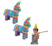 Relaxdays 2 x pinata ezel - feestartikel - verjaardag - piñata - zelf vullen - kinderen