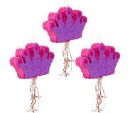 Relaxdays 3x Pinata kroon - pinata paars - ophangen - voor kinderen - zelf vullen