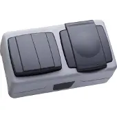 Makel Schakel-/stopcontact combinatie Makel 36064208 plus IP44 Grijs