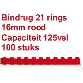 GBC CombBind - 16 mm - 21 ringen - A4 (210 x 297 mm) - 145 vellen - rood - 100 stuks plastic inbindkam - voor GBC CombBind C110, C210, C250PRO