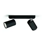 Philips myLiving Kosipo spot GU10 zwart 2-lamps Kosipo, dimbaar, zwart, Woon-/ Eetkamer, Aluminium