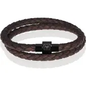Memphis leren wrap armband Donkerbruin Zwart-21cm
