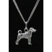 MOOYE ® - Collectie Zilveren Kromfohrlander draadhaar ketting hanger - klein