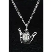 MOOYE ® - Collectie Zilveren Surfhand ketting hanger