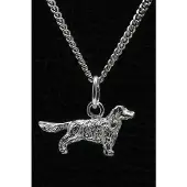 MOOYE ® - Collectie Zilveren Field spaniel met staart ketting hanger - klein