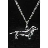 MOOYE ® - Collectie Zilveren Teckel korthaar ketting hanger - groot