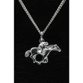 MOOYE ® - Collectie Zilveren Paard ketting hanger - met jockey 2