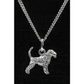 MOOYE ® - Collectie Zilveren Airedale terrier met staart ketting hanger - klein