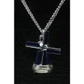 MOOYE ® - Collectie Zilveren Stellingmolen ketting hanger - rond blauw