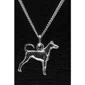 MOOYE ® - Collectie Zilveren Japanse terrier met staart ketting hanger - groot