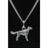 MOOYE ® - Collectie Zilveren Breton epagneul met staart ketting hanger - klein