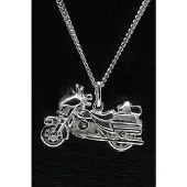 MOOYE ® - Collectie Zilveren Harley Davidson ketting hanger - wielen draaibaar