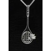 MOOYE ® - Collectie Zilveren Badminton ketting hanger - racket met shuttle