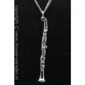 MOOYE ® - Collectie Zilveren Klarinet groot ketting hanger
