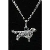 MOOYE ® - Collectie Zilveren Clumber spaniel met staart ketting hanger - klein