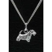 MOOYE ® - Collectie Zilveren Saelyham terrier met staart ketting hanger - klein