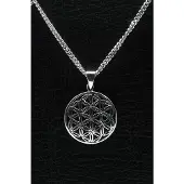 MOOYE ® - Collectie Zilveren Flower of life ketting hanger - middel