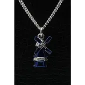 MOOYE ® - Collectie Zilveren Stellingmolen ketting hanger - zeskant blauw