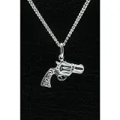 MOOYE ® - Collectie Zilveren Revolver zwaar ketting hanger