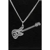 MOOYE ® - Collectie Zilveren Electrische basgitaar Fender ketting hanger