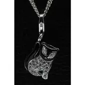 MOOYE ® - Collectie Zilveren Poes met kristallen hanger n bedel