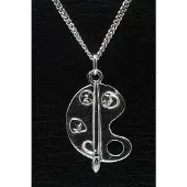 MOOYE ® - Collectie Zilveren Schilderspallet met losse kwast ketting hanger