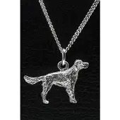 MOOYE ® - Collectie Zilveren Breton epagneul met staart ketting hanger - groot