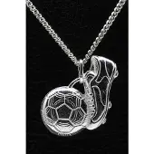 MOOYE ® - Collectie Zilveren Voetbalschoen ketting hanger - groot met bal