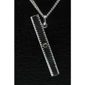 MOOYE ® - Collectie Zilveren Lineaal wiskunde ketting hanger