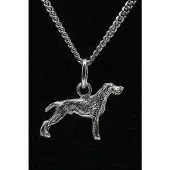 MOOYE ® - Collectie Zilveren Vizsla staande hond draadhaar ketting hanger - klein