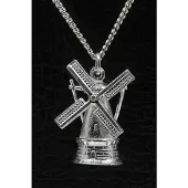MOOYE ® - Collectie Zilveren Stellingmolen ketting hanger - rond massief