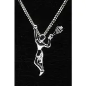 MOOYE ® - Collectie Zilveren Tennisspeler ketting hanger - groot