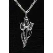 MOOYE ® - Collectie Zilveren Bos tulpen ketting hanger - middel