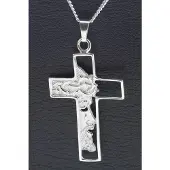 MOOYE ® - Collectie Zilveren Kruis met Jezus gezicht middel ketting hanger
