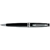 Waterman Expert-balpen | Glimmend zwart met chromen rand | Medium punt | Blauwe inkt | met geschenkdoos