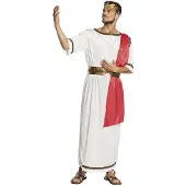 Boland verkleedpak God Aris heren wit/rood