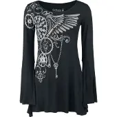 Gothicana by EMP - Gothic Shirt met lange mouwen - Bat Country - S tot 5XL - voor Vrouwen - zwart - Maat XL