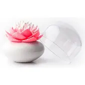 Qualy Lotus Wattenstaafjeshouder 8,3 cm - Wit/roze