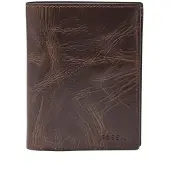 Fossil Leer portemonnee Derrick International Combi Dark Brown bruine