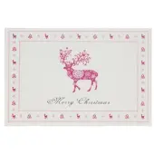 Clayre & Eef placemat 45x30 cm natuur - wit, rood, roze - stof